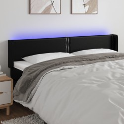 Tête de lit à LED Noir 203x16x78/88 cm Similicuir 580803580803