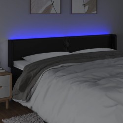 Tête de lit à LED Noir 203x16x78/88 cm Similicuir 580803580803