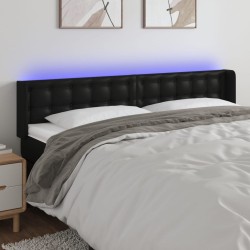 Tête de lit à LED Noir 203x16x78/88 cm Similicuir 580804580804