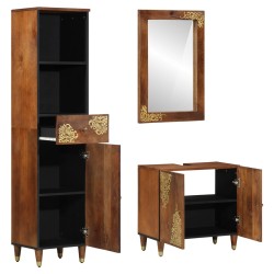 Ensemble de Meubles de Salle de Bain 3 pcs Marron miel 580809580809