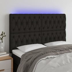 Tête de lit à LED Noir 160x7x118/128 cm Tissu 580810580810
