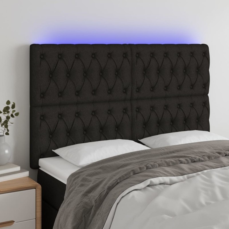 Tête de lit à LED Noir 160x7x118/128 cm Tissu 580810580810