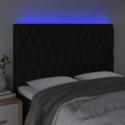 Tête de lit à LED Noir 160x7x118/128 cm Tissu 580810580810