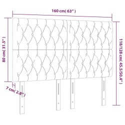 Tête de lit à LED Noir 160x7x118/128 cm Tissu 580810580810