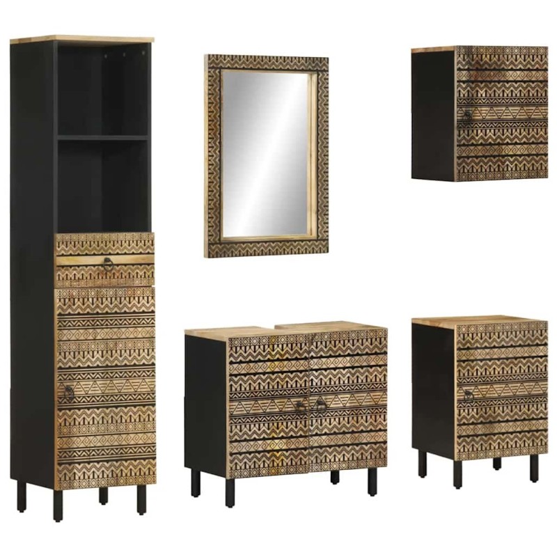 Ensemble de meubles de salle de bain 5 pcs bois manguier massif 580811580811