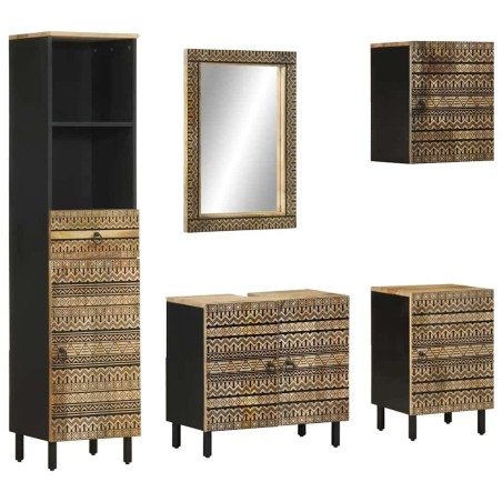 Ensemble de meubles de salle de bain 5 pcs bois manguier massif 580811580811