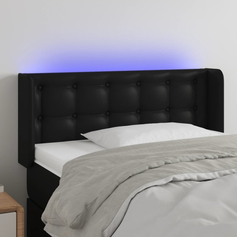 Tête de lit à LED Noir 103x16x78/88 cm Similicuir 580812580812