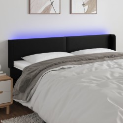 Tête de lit à LED Noir 203x16x78/88 cm Similicuir 580815580815
