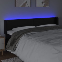 Tête de lit à LED Noir 203x16x78/88 cm Similicuir 580815580815