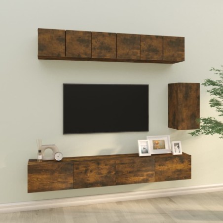 Ensemble de meubles TV 6 pcs Chêne fumé Bois d'ingénierie 580819580819