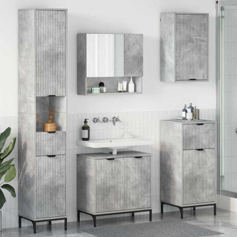 Ensemble de mobilier de salle de bain avec tiroir Gris béton 580825580825