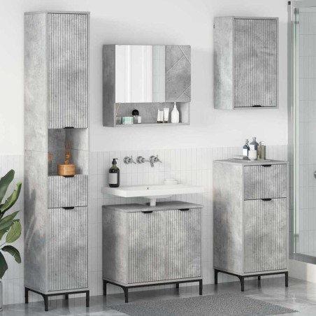 Ensemble de mobilier de salle de bain avec tiroir Gris béton 580825580825