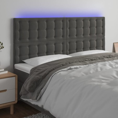 Tête de lit à LED Gris foncé 180x5x118/128 cm Velours 580829580829