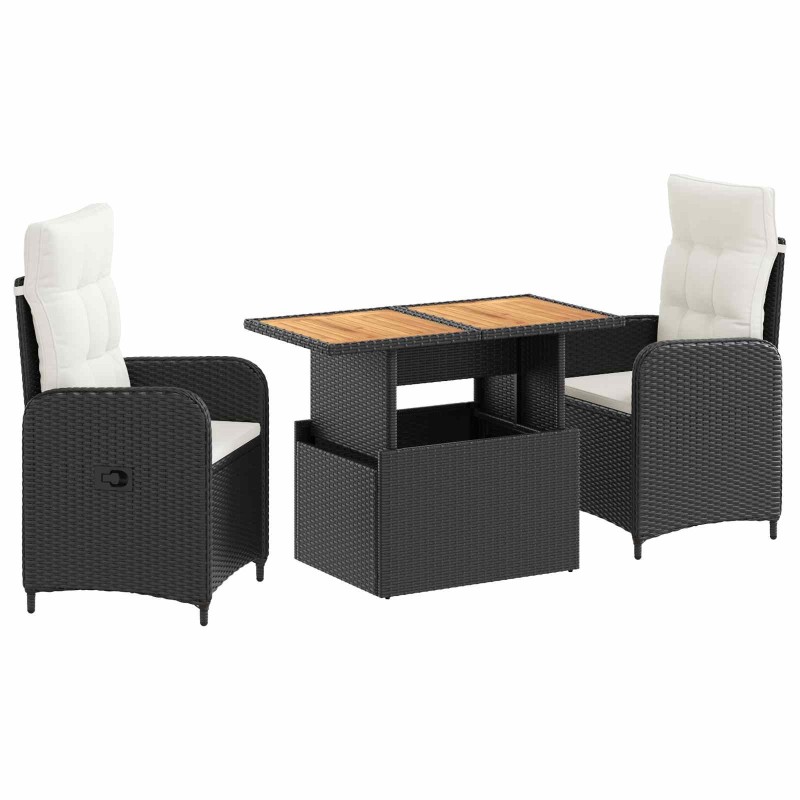Ensemble de repas extérieur 3 pcs Noir et blanc crème 580830580830