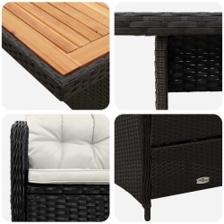 Ensemble de repas extérieur 3 pcs Noir et blanc crème 580830580830