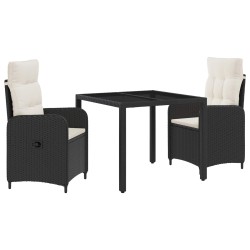 Ensemble de repas extérieur 3 pcs Noir et blanc crème 580831580831