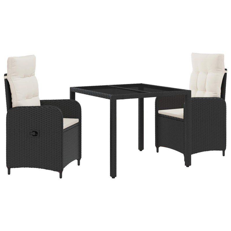 Ensemble de repas extérieur 3 pcs Noir et blanc crème 580831580831
