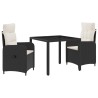 Ensemble de repas extérieur 3 pcs Noir et blanc crème 580831580831