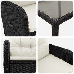 Ensemble de repas extérieur 3 pcs Noir et blanc crème 580831580831