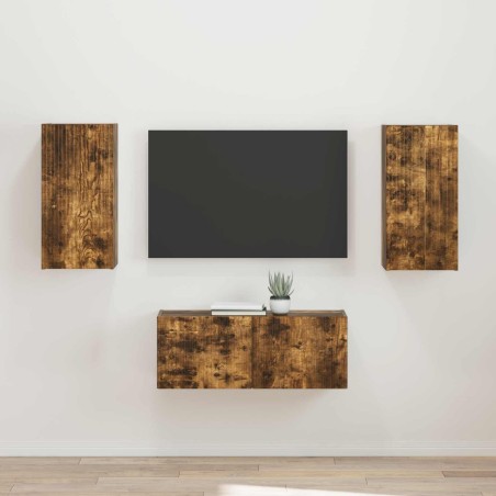 Ensemble meuble TV 2 pcs Chêne fumé Bois d'ingénierie 580832580832