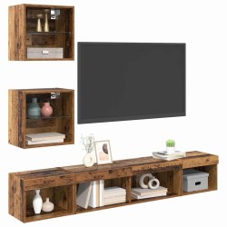 Unités murales TV avec LED 5 pcs Bois ancien Bois d'ingénierie 580840580840