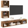 Unités murales TV avec LED 5 pcs Bois ancien Bois d'ingénierie 580840580840