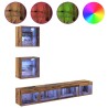 Unités murales TV avec LED 5 pcs Bois ancien Bois d'ingénierie 580840580840