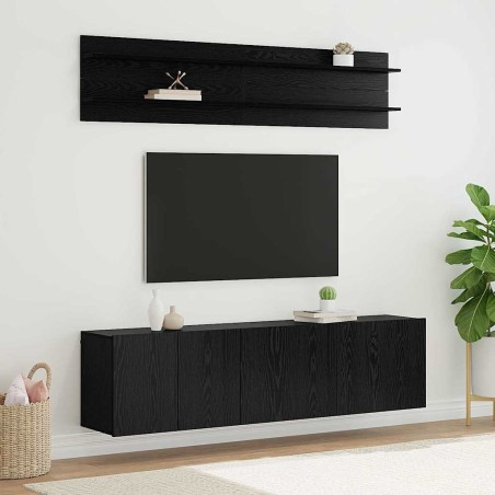 Unites TV Montage mural 6 pcs Chêne noir Bois d'ingénierie 580845580845