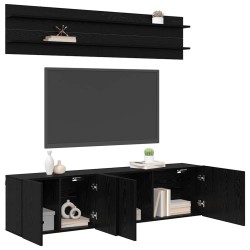 Unites TV Montage mural 6 pcs Chêne noir Bois d'ingénierie 580845580845