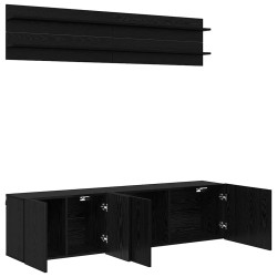 Unites TV Montage mural 6 pcs Chêne noir Bois d'ingénierie 580845580845
