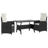 Ensemble de repas extérieur 3 pcs Noir et blanc crème polyrotin 580850580850