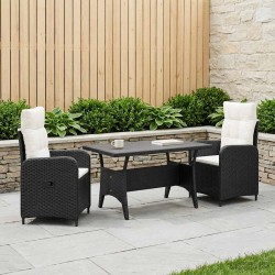 Ensemble de repas extérieur 3 pcs Noir et blanc crème polyrotin 580850580850
