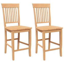 Tabourets de bar (lot de 2) en bois massif naturel et caoutchouc 580853580853