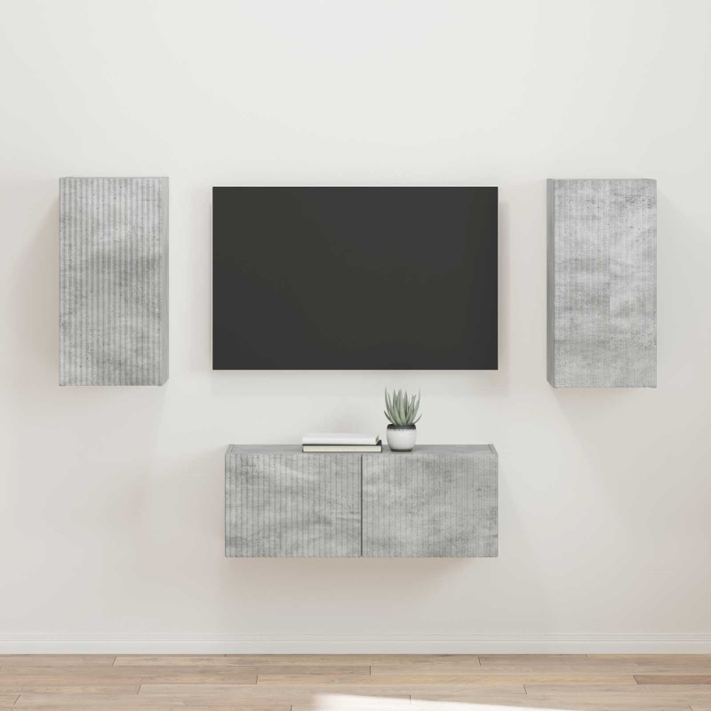 Ensemble meuble TV 2 pcs Gris béton Bois d'ingénierie 580855580855