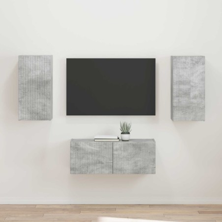 Ensemble meuble TV 2 pcs Gris béton Bois d'ingénierie 580855580855