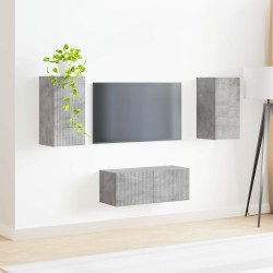 Ensemble meuble TV 2 pcs Gris béton Bois d'ingénierie 580855580855
