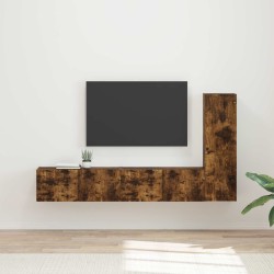 Ensemble meuble TV 3 pcs Chêne fumé Bois d'ingénierie 580856580856