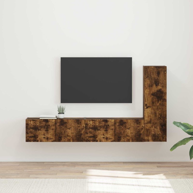 Ensemble meuble TV 3 pcs Chêne fumé Bois d'ingénierie 580856580856
