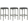 Tabourets de bar avec coussins lot de 3 gris résine tressée 580857580857