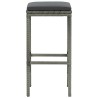 Tabourets de bar avec coussins lot de 3 gris résine tressée 580857580857