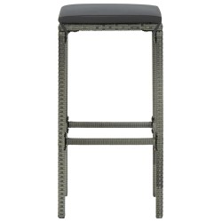Tabourets de bar avec coussins lot de 3 gris résine tressée 580857580857