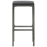 Tabourets de bar avec coussins lot de 3 gris résine tressée 580857580857
