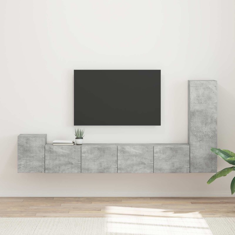 Ensemble meuble TV 3 pcs Gris béton Bois d'ingénierie 580858580858