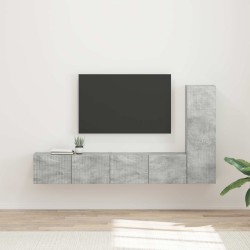 Ensemble meuble TV 3 pcs Gris béton Bois d'ingénierie 580859580859