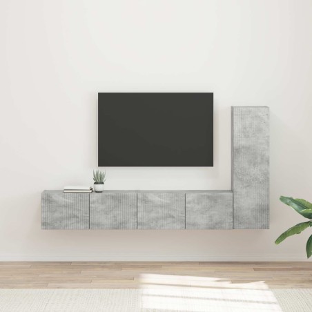 Ensemble meuble TV 3 pcs Gris béton Bois d'ingénierie 580859580859