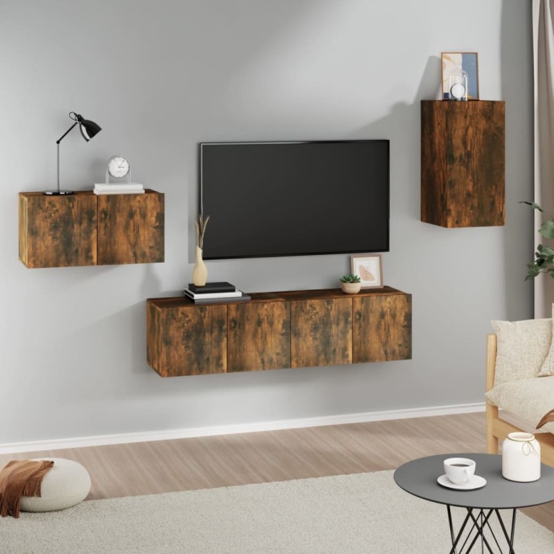 Ensemble de meubles TV 4 pcs Chêne fumé Bois d'ingénierie 580864580864