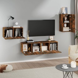 Ensemble de meubles TV 4 pcs Chêne fumé Bois d'ingénierie 580864580864