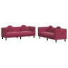 Ensemble de canapés 2 pcs avec coussins rouge bordeaux velours 580867580867