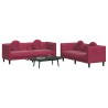 Ensemble de canapés 2 pcs avec coussins rouge bordeaux velours 580867580867