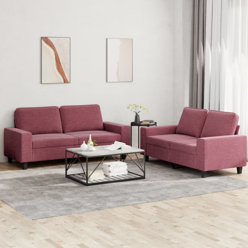 Ensemble de canapés 2 pcs rouge bordeaux tissu 580869580869